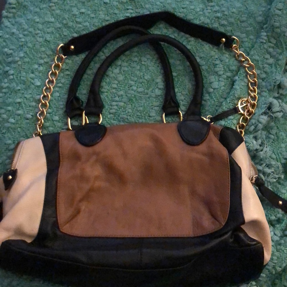 Double zip leather satchel from Audrey Brooke